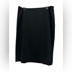 Lafayette 148 Virgin Wool Midi Skirt Size 14 Black Career Wear Professional